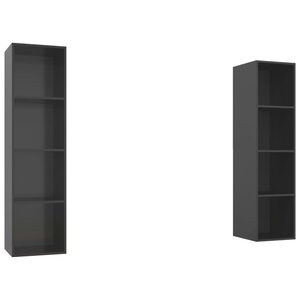 vidaXL Meubles TV muraux 2 Pièces Gris brillant Bois d'ingénierie