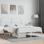 vidaXL Cadre de lit métal avec tête de lit blanc 140x200 cm