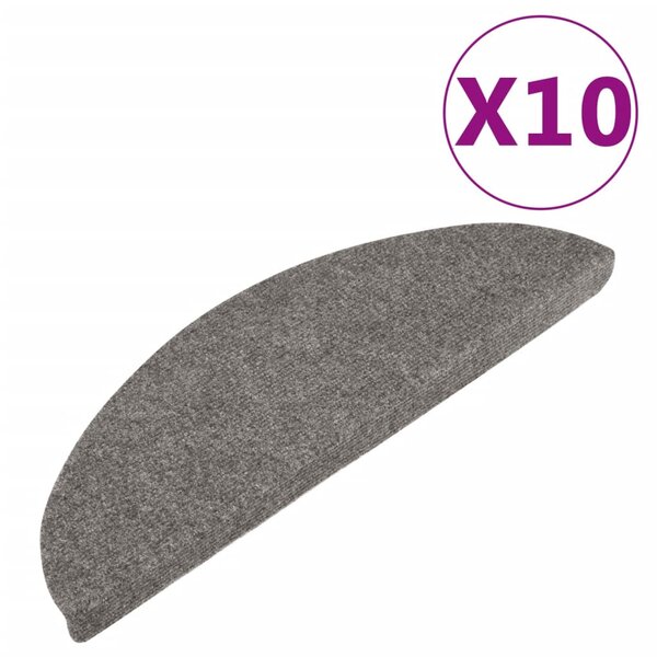 vidaXL Tapis d'escalier auto-adhésifs 10 Pièces gris 56x17x3 cm