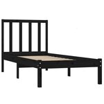 vidaXL Cadre de lit Noir Bois de pin massif 75x190 cm Petit simple