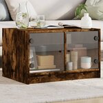 vidaXL Table basse avec portes en verre chêne fumé 68x50x42 cm