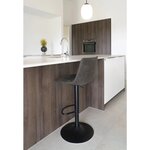 2 chaises de bar en microfibre gris foncé avec pieds noirs