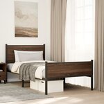 vidaXL Cadre de lit en métal sans matelas chêne marron 100x200 cm