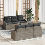 vidaXL 7 pièces de canapé de jardin avec coussins gris en poly rotin