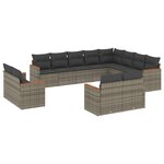 vidaXL Salon de jardin avec coussins 12 Pièces gris résine tressée