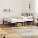 vidaXL Cadre de lit métal avec tête de lit noir 140x190 cm
