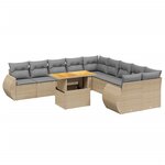 vidaXL Salon de jardin 11 Pièces avec coussins beige résine tressée