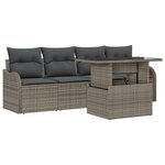 Ensemble de Canapé de Jardin 5 pièces avec Coussins Gris Poly Rattan