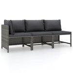 vidaXL Salon de jardin 3 Pièces avec coussins Résine tressée Gris