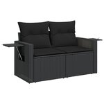Ensemble de canapé de jardin de 14 pièces avec coussins Noir en rotin synthétique Acacia