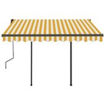vidaXL Auvent rétractable automatique et poteaux 3x2 5m Jaune et blanc