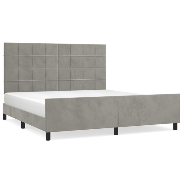vidaXL Cadre de lit avec tête de lit Gris clair 180x200 cm Velours