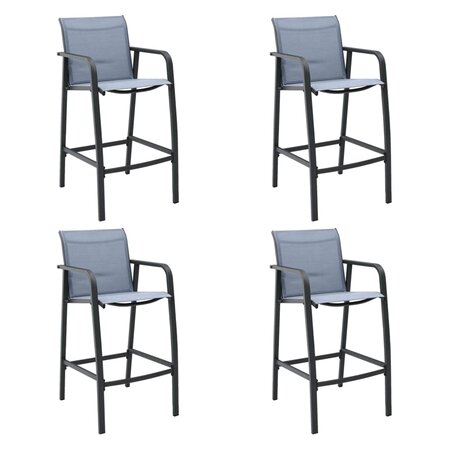 vidaXL Chaises de bar de jardin 4 Pièces Gris Txtilène