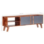 vidaXL Meuble TV gris 140x30x45 cm bois solide