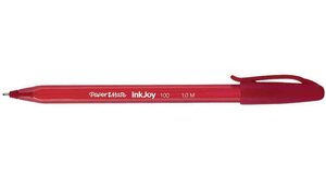 Stylo bille InkJoy 100 Triangulaire à capuchon Pte Moy. Rouge PAPER MATE
