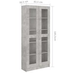 vidaXL Armoire à vitrine Gris béton 82 5x30 5x185 5 cm Bois ingénierie