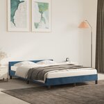 vidaXL Cadre de lit avec tête de lit Bleu foncé 140x190 cm Velours