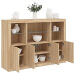 vidaXL Buffets avec lumières LED 3 Pièces chêne sonoma bois d'ingénierie