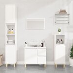 vidaXL Ensemble d'armoires salle de bain 3 Pièces blanc bois d'ingénierie