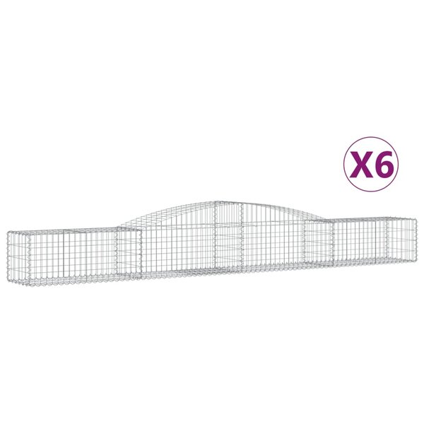 vidaXL Paniers à gabions arqués 6 Pièces 400x50x40/60 cm Fer galvanisé