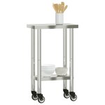 vidaXL Table de travail de cuisine avec roues 55x30x85 cm inox