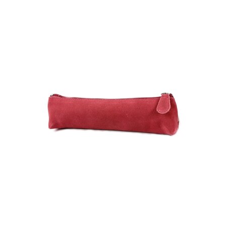 Mini trousse fourre tout triangle 18 x 5 x 3.5 cm cuir suédine - rouge