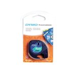 Cassette Ruban LetraTag Polyester 12 mm x 4 m Noir sur Vert DYMO