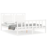 vidaXL Cadre de lit avec tête de lit blanc King Size bois massif