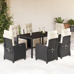 vidaXL Ensemble à manger de jardin coussins 7Pièces Noir Résine tressée