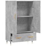 vidaXL Buffet haut gris béton 69 5x31x115 cm bois d'ingénierie