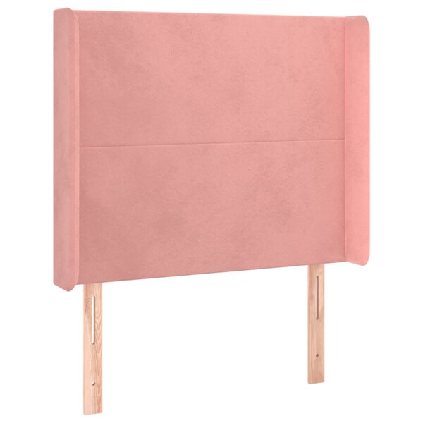 vidaXL Tête de lit avec oreilles Rose 93x16x118/128 cm Velours