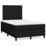 vidaXL Sommier à lattes de lit avec matelas noir 120x190 cm tissu