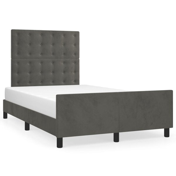 vidaXL Cadre de lit avec tête de lit Gris foncé 120x200 cm Velours