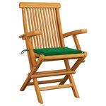 vidaXL Chaises de jardin et coussins vert lot de 2 Bois de teck massif