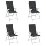 vidaXL Coussins de chaise de jardin à dossier haut lot de 4 noir tissu