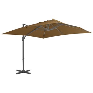 vidaXL Parasol déporté avec mât en aluminium 300x300 cm taupe