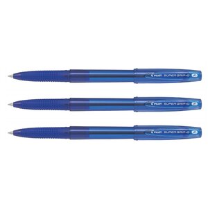 Stylo Bille à Capuchon SUPER GRIP G Pointe Fine Bleu x 3 PILOT