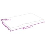 vidaXL Dessus de table 80x50x2 cm bois de chêne massif non traité