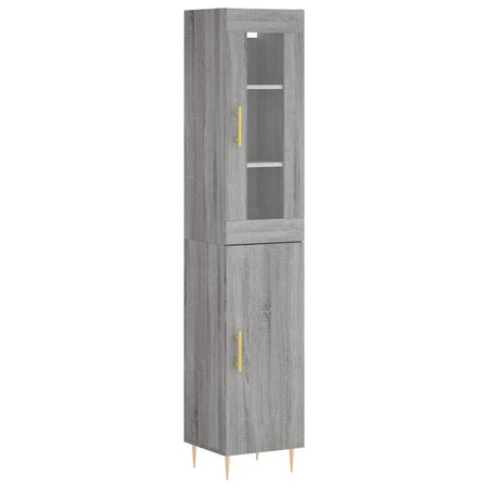 vidaXL Buffet haut Sonoma gris 34 5x34x180 cm Bois d'ingénierie