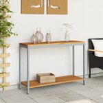 vidaXL Table d'extérieur Naturelle et Grise 35x110x75 cm en Bois Massif et Acier