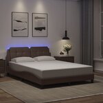 vidaXL Cadre de lit avec lumières LED marron 140x190 cm similicuir