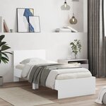 vidaXL Cadre de lit avec tête de lit et lumières LED blanc 75x190 cm