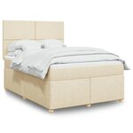 vidaXL Sommier à lattes de lit avec matelas Crème 160x200 cm Tissu