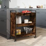 vidaXL Chariot de cuisine chêne fumé 70x30x82 cm bois d'ingénierie