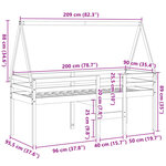 vidaXL Lit haut avec toit 90x200 cm bois de pin massif