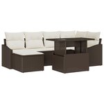 vidaXL Ensemble de 7 Pièces de Canapé de Jardin avec Coussins Marron en Poly Rattan