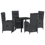 vidaXL Ensemble de salle à manger de jardin 5 pièces avec coussins noir poly rotin