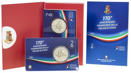 Pièce de monnaie 2 euro commémorative Italie 2022 BU – Police