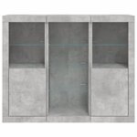 vidaXL Buffets avec lumières LED 3 Pièces gris béton bois d'ingénierie