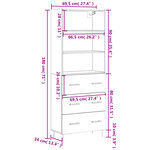 vidaXL Buffet haut Sonoma gris 69 5x34x180 cm Bois d'ingénierie